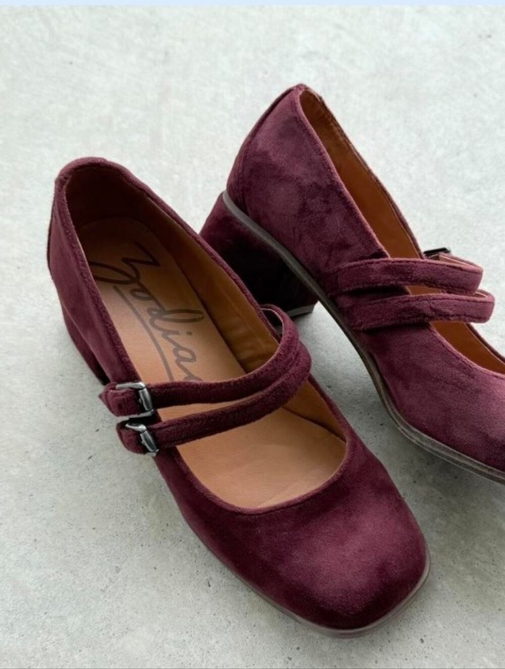 Zodiac Women's Double-Strap Velvet Mary Jane Pumps - Burgundy Sz 7
